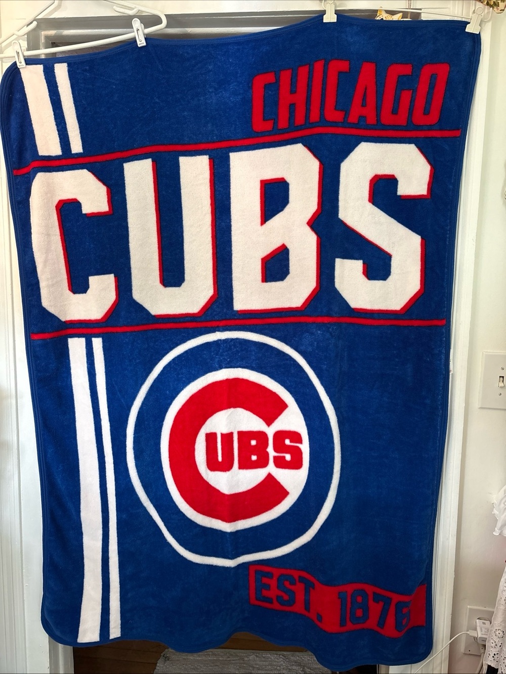 Northwest Chicago Cubs Blue and Red Plush Team Throw Blanket Raschel plush